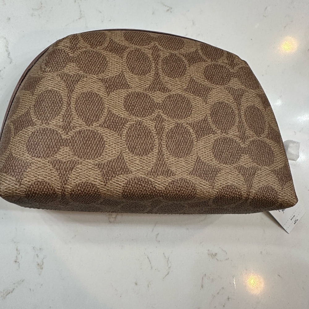 Coach Signature Brown Canvas Cosmetic Pouch